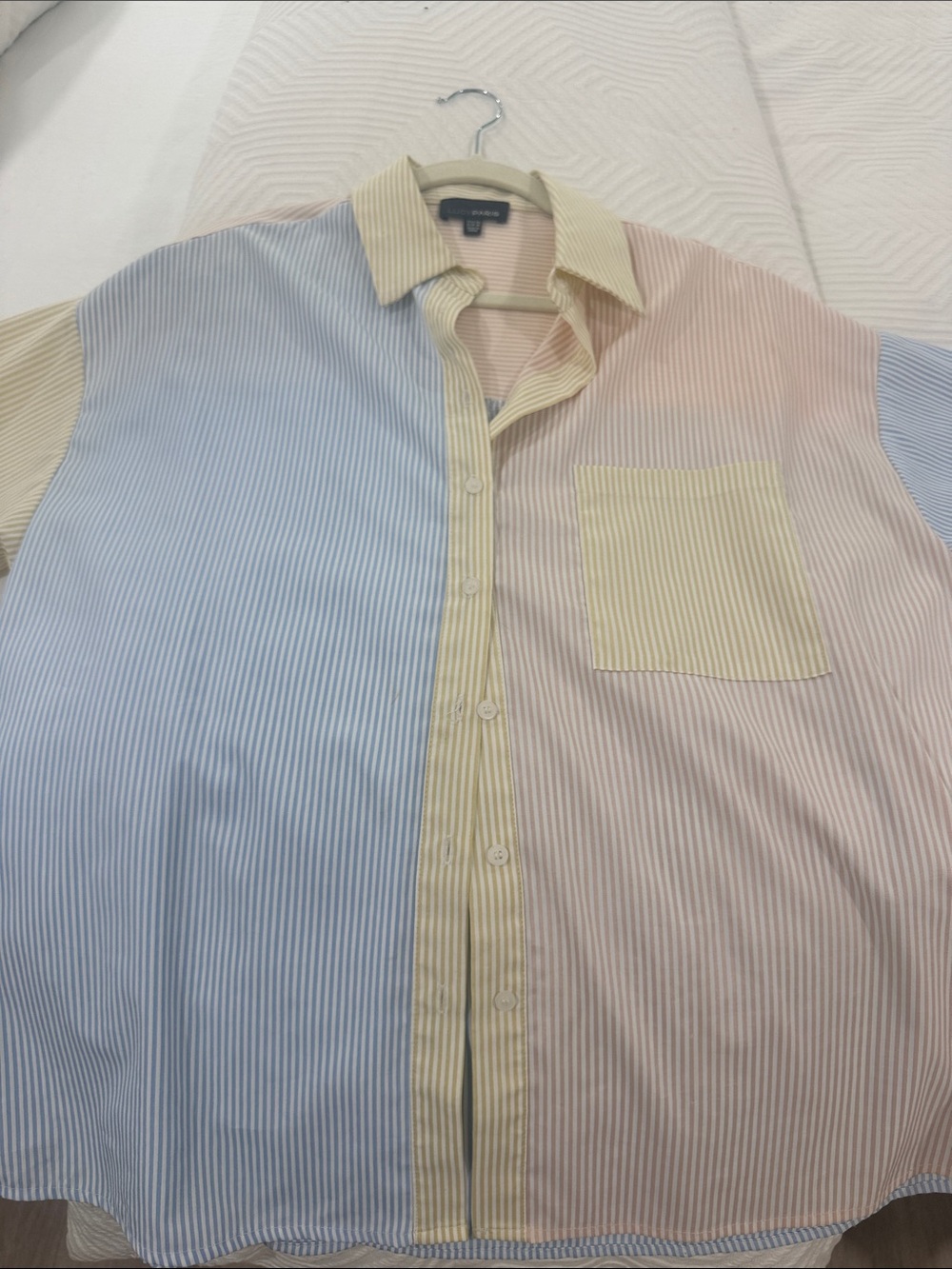 Lucy Paris Pastel Blue, Pink & Yellow Stripe Button-Down Shirt